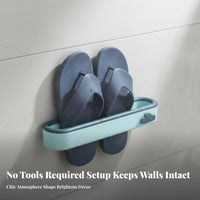 Drilltool-Less Installation Adhesive Slipper Rack No Drilling Required Adhesive Slipper Holder Cumulus Shape Shoe Storage Contrast Color Design for Renters, Homeowners, Students, Bathroom, Entryway, Small Areas, Dorm Room