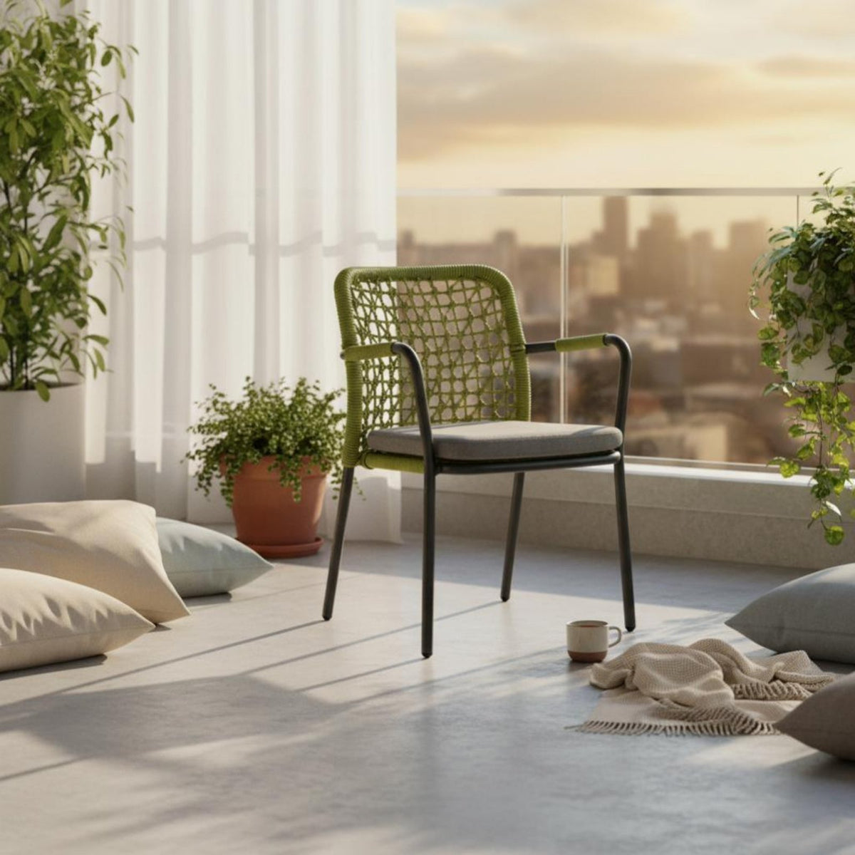 4 Pieces Nordic & design 4-Piece Chat Set Woven Design Loveseat, 2 Chairs, and Table Set weather-resistant Outdoor Furniture Thick pads for Business Owners, residents, Families, Balcony, Garden, rearyard, waterfront area