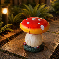 Weather Resistant Fungus-Shaped Garden Stool Hand-Painted Look Resin Fungus-Shaped Seat Bright Colors for Outdoor