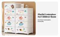 Cute Cartoon Design creatureFace Drawer cabinet polished-glide Drawers childs' Furniture Safe Rounded Corners Organizer Cabinet Lightweight for young children, Parents, Teens, play area, Nursery, Bedroom, Small Apartment