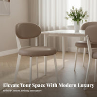 Light Luxury Design Upholstered Oval-Back Stool Soft Padded Backrest Dining Chair Modern Minimalist Design Home Seating Designer Inspired for Homeowners, Interior Designers, Restaurant Owners, Kitchen, Living Room, Bedroom, Reading Nook