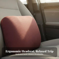 Perforated Suede Car Headrest Soft & Comfortable Car Neck Pillow Breathable Suede Headrest Cushion for Truckers, Passengers, Daily Commute, Road Trips