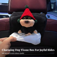 Cute Design Cartoon Dog Tissue Dispenser Decorative Soft Creature Tissue Box Great Gift Idea for Drivers, Families, Travel, Home