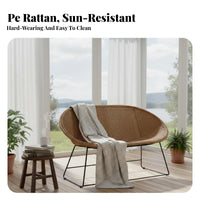 4 Pieces Handwoven Design 4-Piece Woven Sofa and Chair Set Nordic aesthetic Outdoor Furnishing Weather-Resistant Garden Lounge Group Plush pads for Entertainers, Families, Homeowners, Patio, Sunroom, Terrace, rearyard