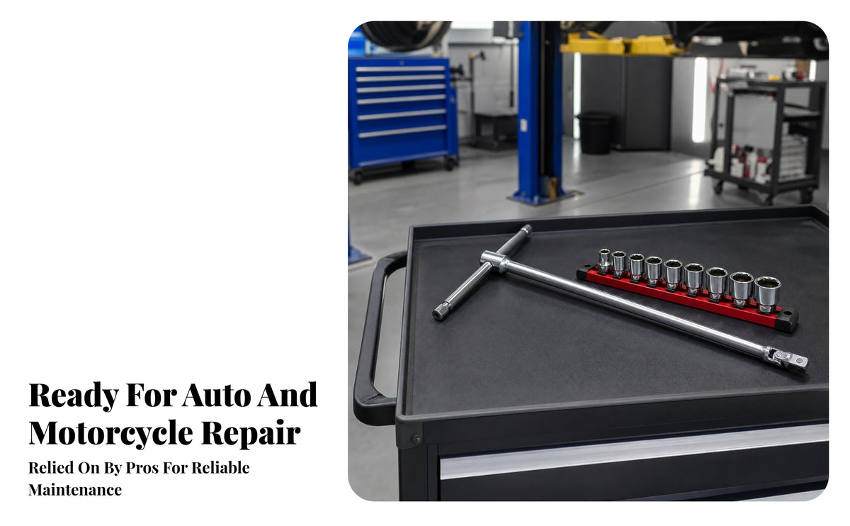 Anti-Drop Ball T-Handle Socket Wrench Fits Many Sizes Double-Joint Socket Wrench High Twisting Force Heavy Duty for Automotive Repair
