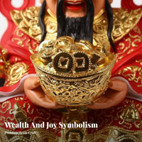 Brings Good Luck Chinese God of Wealth Statue Smiling Face Wealth Deity Figurine Hand-Painted Resin God of Fortune Statue Ideal Gift for Business Owners, Shopkeepers, Homeowners, Office, Living Room, Shop, Entranceway