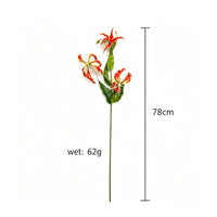 Lifelike Artificial Gloriosa Realistic Gloriosa Lily Stem Slender Fake Flower with Buds Bendable for Florists, Home Decor