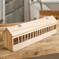 Natural Wood Pigeon Feeder with Dividers Sturdy Wooden Feeding Trough Long-Lasting Pigeon Feeder Outdoor for Lofts, Coops, Farms