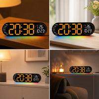 LED Clock with Ambient Light Large Display Digital Wall Clock Bright for Bedroom