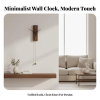 Light Luxury Walnut Pendulum Wall Clock Battery Operated Modern Minimalist Pendulum Clock Ideal Gift for Homeowners, Adults, Bedroom, Office