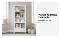 Multi-Tier Bookcase Minimalist Sleek White Multi-Tier Shelving Unit Available with Drawers or Doors Storage Furniture for Parents, Study Room, Bedroom