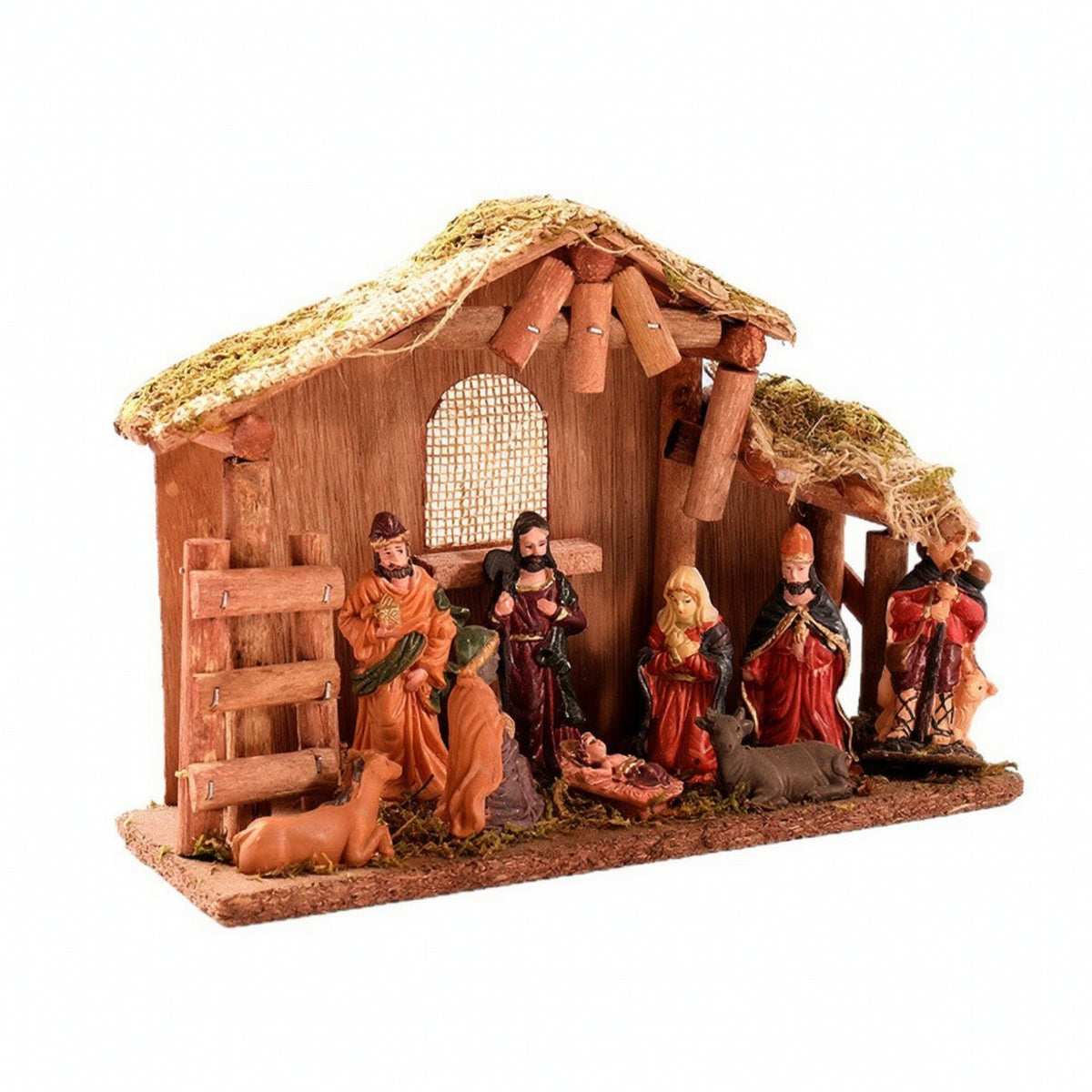 Nativity Set with Stable Miniature Christmas Creche Traditional Nativity Figurine for Collectors, Mantel