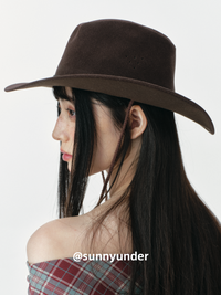 复古麂皮绒牛仔帽爵士顶帽子女春秋冬出游显脸小美式英礼帽潮ins