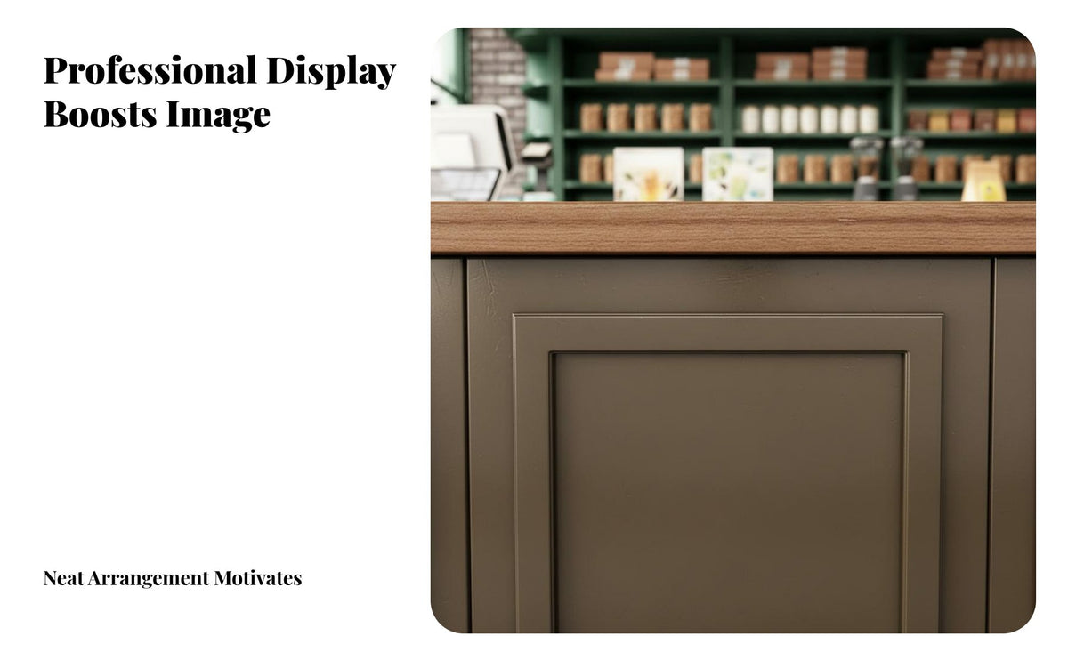 Vintage Design Checkout Counter Thickened Tabletop Lacquered Front Desk Large Storage Coffee Area Shop Service Bar for Cafe Owners, Hotel Lobby, Salon