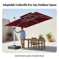 LED Cantilever Umbrella 50+ Protection Offset Umbrella with Lights Crank and Tilt 360-Degree Rotation Degree Rotating for Homeowners, Terrace, Deck