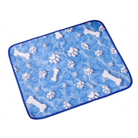 Padded Pet Cooling Mat Blue Cat and Dog Cooling Mat Rounded Corners Animal Bedding Indoor for Dogs, Cats