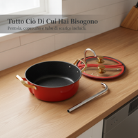 304 Stainless Steel Divided Hot Pot with Lid, Thickened Dual-Handle Shabu-Shabu and Fry Pot for Induction Cooktops