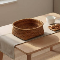 Natural Material Woven Rattan Basket Eco-Friendly Household Storage for Desktop