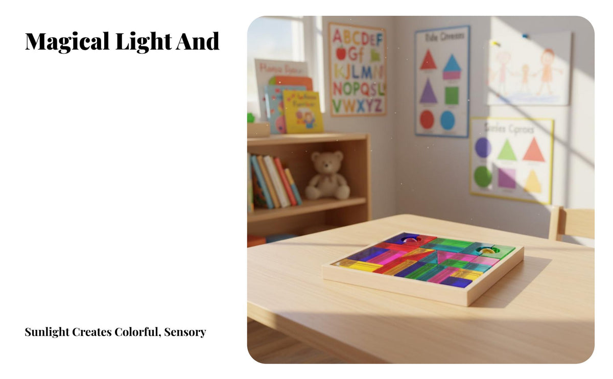 Rainbow Acrylic Blocks Quality Light and Shadow Toy Educational Geometric Shape Blocks for Kids, Young