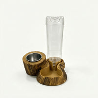 Reptile Feeding Dish with Water Bottle Wood-Look Pet Supply Stable for Vivarium