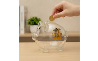 Clear Glass Piggy Bank Transparent Piggy Bank Tabletop Saving Pot Decorative for Children, Children, Room Decor, Desk, Shelf