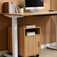 Height-Adjustable Desk White Frame Electric Standing Desk Wide Flat Feet