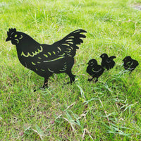4 Pieces Easy to Place Hen and Chicks Stake Cute Creature Design Metal Chicken Yard Decor Whimsical Charm Garden Poultry Statue Lifelike