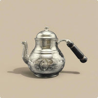 Domed Lid Artisanal Copper Teapot Curved Spout Tin-Lined Copper Teapot Floral Cookware Scroll Pattern