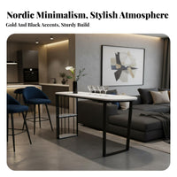 Light Luxury Design Sintered Stone High Table Minimalist Design High Top Pub Table Stain Resistant Kitchen Island Bar Versatile Use for Apartment Dwellers, Homeowners, Couples, Breakfast Nook
