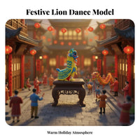 Lion Dance Figurine Three-Dimensional Printed Chinese New Year Miniature Seasonal Holiday Decoration Full Color Scale Model