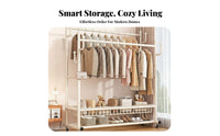 Multi-Functional Clothing Hanger Stand 360° Rotating Wheels Rolling Clothes Rack Large Capacity Heavy Duty Garment Stand for Entryway, Laundry Room
