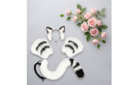 Cat Cosplay Set with Gloves Faux Hair Cat Costume Set Furry Animal Ears Headband for Cosplayers, Photo Shoots