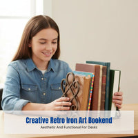 Vintage Metal Bookend, Creative Iron Book Holder, Retro Desk Organizer, Book Rack for Study Supplies, School Stationery
