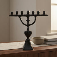 Seven-Cup Candle Holder Faceted Base Tabletop Candelabra Fits Standard Candles Home Decor