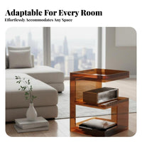 With Storage Shelf C-Shaped Side Table Multi-Functional C-Shaped Magazine Table Multifunctional Nightstand Modern Design for Apartment Dwellers, Students, Homeowners, Living Room, Bedroom, Small Spaces, Reception Area