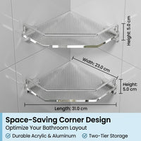 Corner Bathroom Shelves Wall Mounted Acrylic, Shelf for Organizers and Storage Shower Room, No Drill Floating Triangle Rack