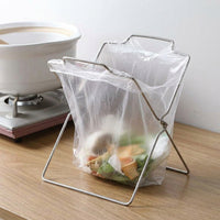 Yellow Bag Stand, 2-piece Set Foldable Trash Bag Stand, Stainless Steel Garbage Bag Holder for Kitchen & Household, Waste Rack Countertop