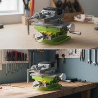 Adjustable Cross Slide Vise with Swivel Base Stable X-Y Axis Bench Vise Heavy-Duty Workbench Vice Clamp Long-Lasting for Diyers, Drill Press