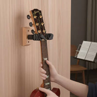 Space Saving Self-Locking Guitar Wall Hanger Easy Installation Wooden Base Guitar Hook Foam Padded Musical Instrument Accessory for Guitarists