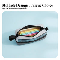 Large Capacity Pencil Case Multi-Compartment Layout Clear Window Pen Bag Portable Carry Loop Zippered Pen Pouch for Students, Teens, School, Office