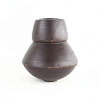 Artisanal Patina Wood Vase Distressed Finish Solid Wood Decorative Vase Handmade Tabletop Ornament for Living Room