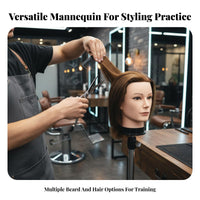 Male Mannequin Head Can Be Dyed and Permed Barber Practice Head Dyeable Haircut Training Doll for Barbers, Beauty School