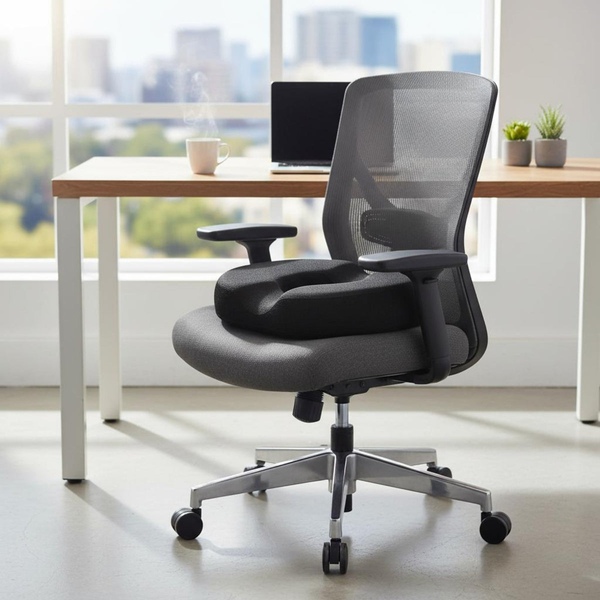Ergonomic Supportive Foam Seat Pad Breathable Donut Seat Pad Donut Pillow Non-Slip Bottom Chair Pad Portable for Home, Car