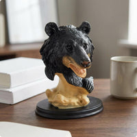 Black Bear Resin Sculpture Freestanding Resin Bear Figurine Craft-Style for Desk