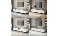 TV Stand with Four Doors Contemporary Television Cabinet with Doors Rectangular Media Console with Storage for Living Room, Apartment