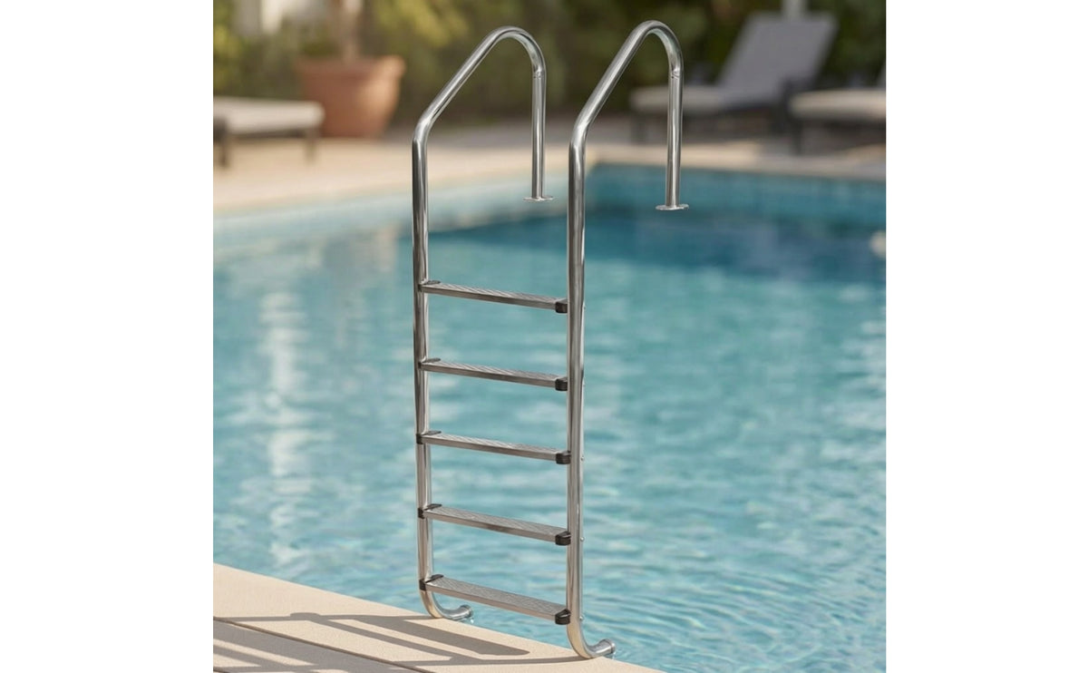 Stainless Steel Pool Ladder Anti-Skid Pool Ladder with Handrails Polished