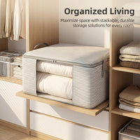 Large Capacity Storage Bags for Clothes with Clear Window, Foldable Organizer for Closet Organization Bedding, 4