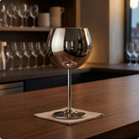 550ml Stainless Steel Beverage Glass Spherical Bowl Stemmed Goblet Tall Drinkware for Bar