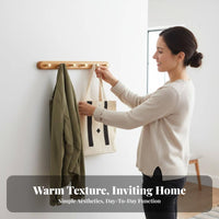 Multi-Peg Hook Rail No-Drill Installation Coat Hanger Space-Saving for Dorm Room