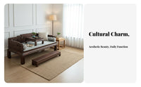 Chinese Arhat Bed Multi-Functional Solid Elm Wood Couch Mortise and Tenon Structure Traditional Meditative Design Daybed for Business Owners